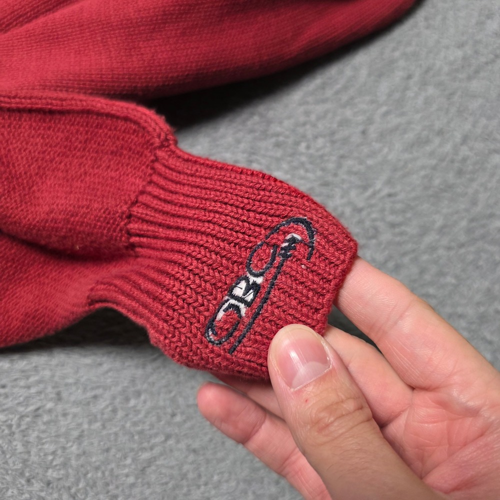 NFL QBC Mens M Sweater Red Cable Knit Diamond Textured Cotton Vintage 90s Top - Picture 7 of 8